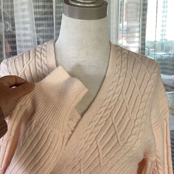 NWT CUPSHE Lt Blush Pink Cable Knit Sweater Mini Dress Women’s Medium - Picture 7 of 10
